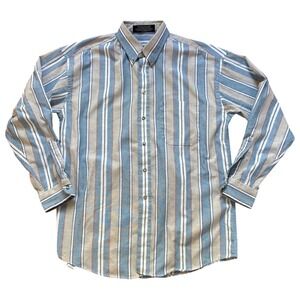 Loafers Reed St James Shirt Mens Blue Tan Striped Good Button Down SIZE L